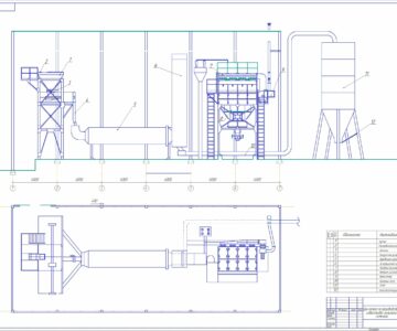 Чертеж "Цех по производству известково-зольного вяжущего. П=600 тыс. тонн в год"