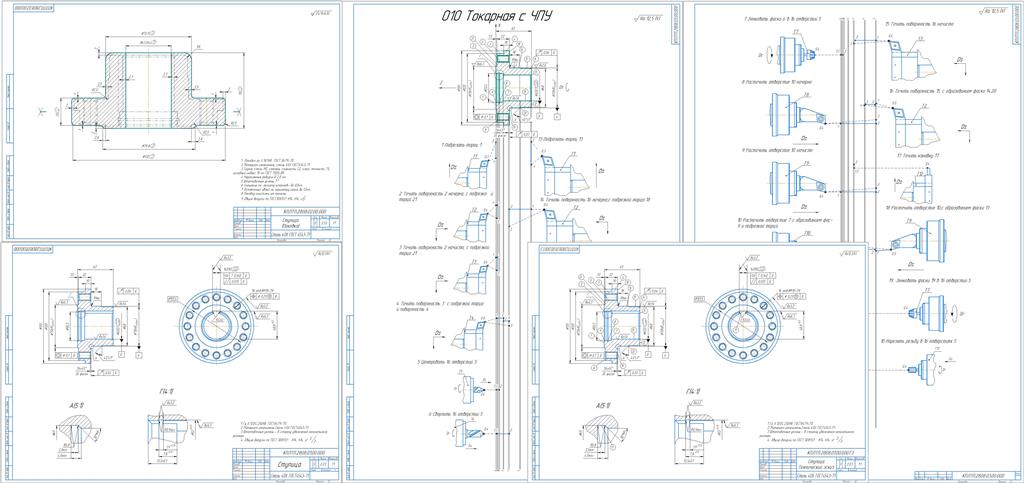Чертеж Разработка технологического процесса механической обработки детали «Ступица» КПР-1-9209601 с применением станков с ЧПУ
