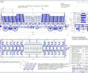 Чертеж Схема погрузки 40 боковых рам и 20 надрессорных балок в полувагон