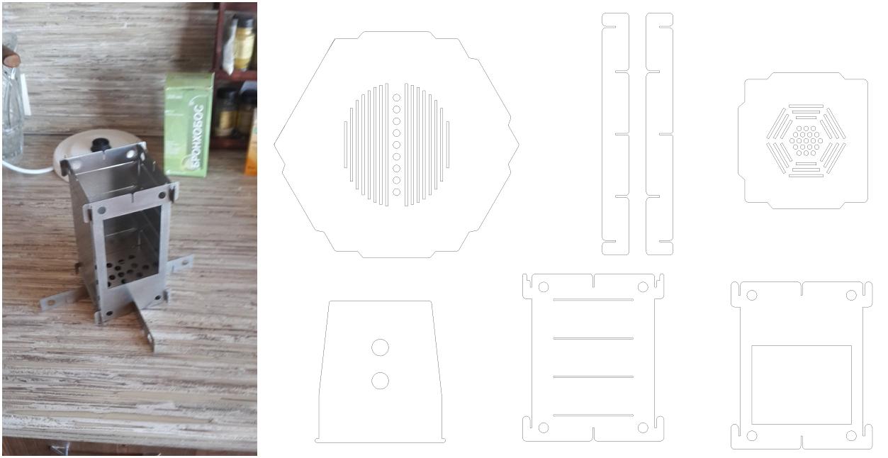 Чертеж Разборная мини печь для похода и рыбалки.Для приготовления пищи на щепках. Версия 5.0