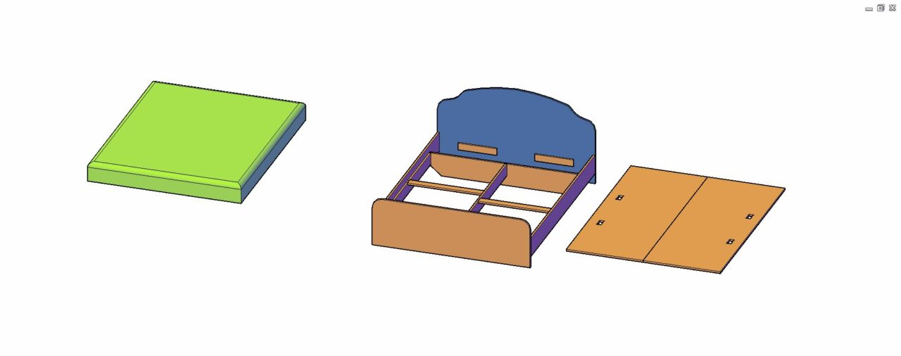 3D модель Двухспальная с матрасом