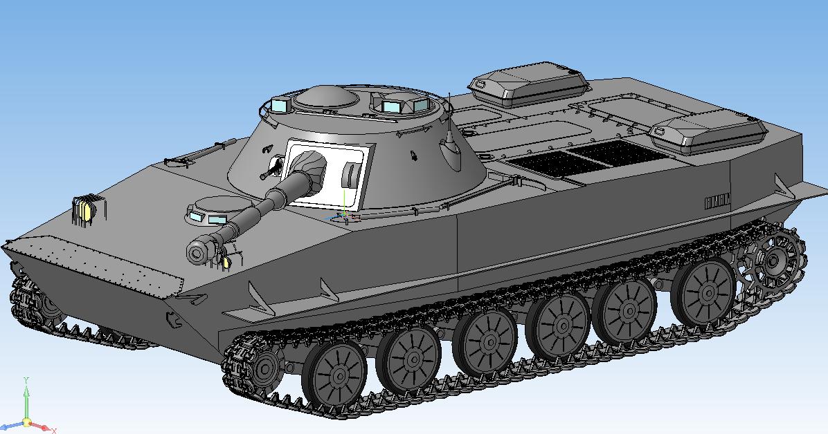 3D модель Лёгкий плавающий танк ПТ-76