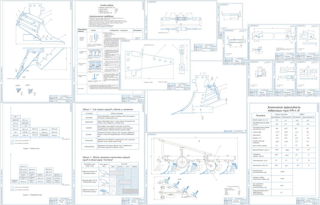 Чертеж Модернизация плуга ПЛН-4-35 для вспашки почвы под яровые культуры