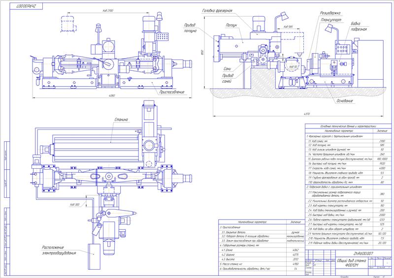 Чертеж Общий вид станка Ф0012М