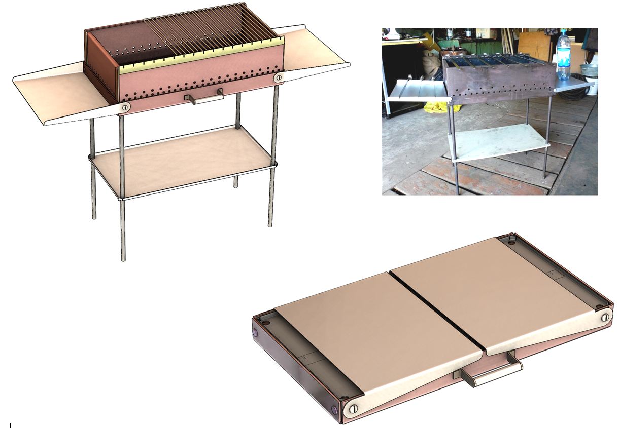3D модель Мангал раскладушка обновленный