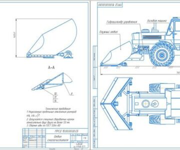 Чертеж Плужный снегоочиститель на базе Т150К
