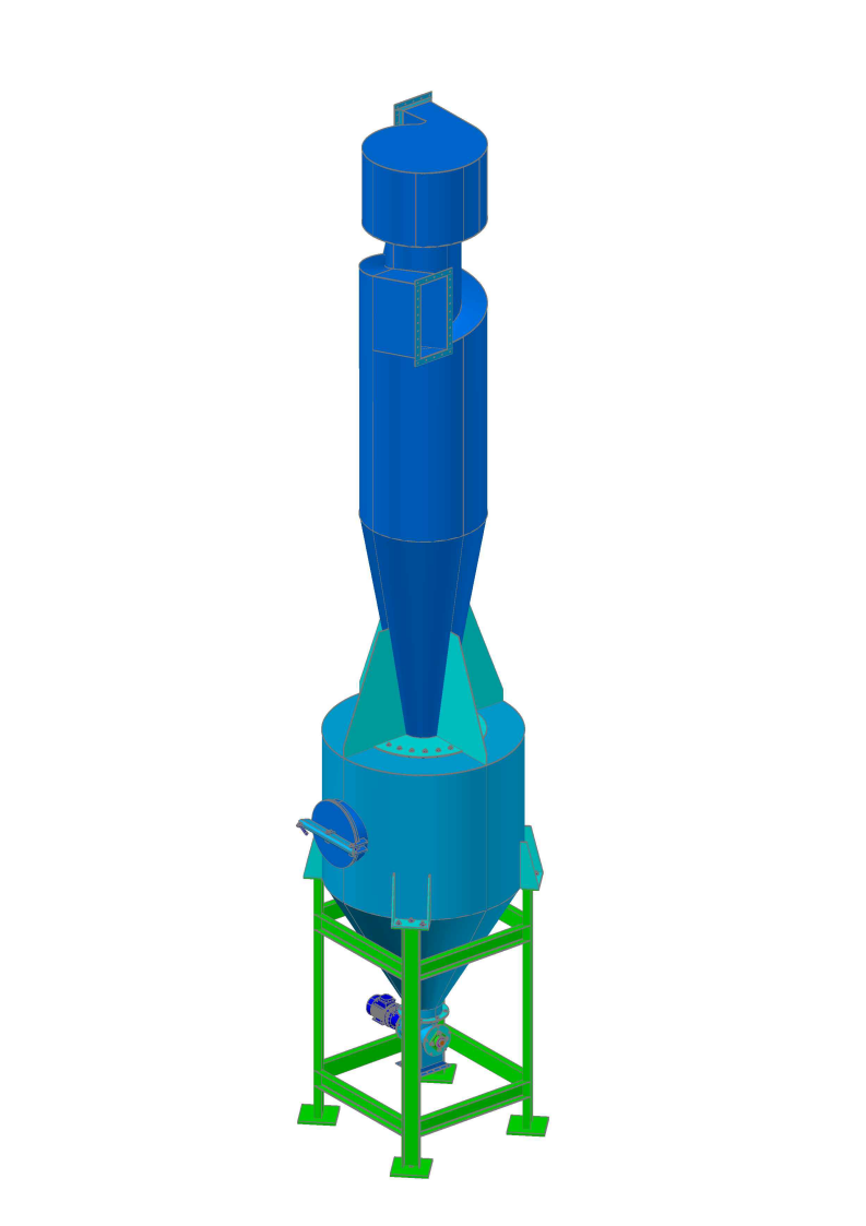 3D модель Модель циклон ЦН-15-1000*1УП исполнение с шлюзовым затвором ШЗ-200