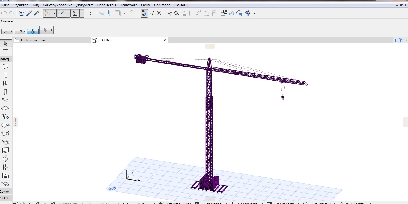 3D модель 3D модель башенного крана в ARCHICAD