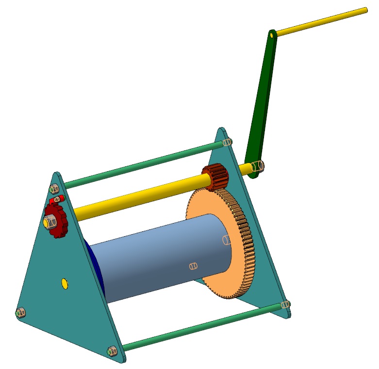 3D модель Лебедка ручная с храповичным механизмом