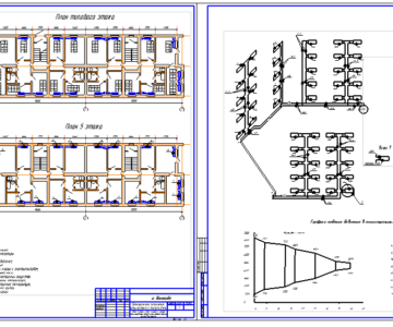 Чертеж Центральное отопление пятиэтажного жилого дома в городе Вологда