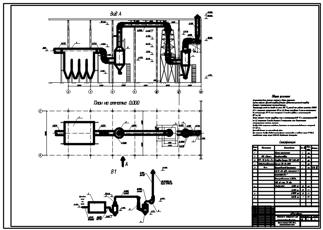 Чертеж Разработка системы очистки промышленных выбросов от камерных сушил