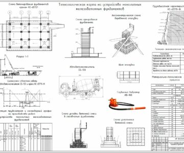 Чертеж Технологическая карта на устройство монолитных железобетонных фундаментов