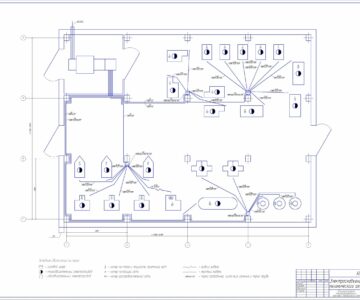 Чертеж Электроснабжение механического цеха со списком обордования