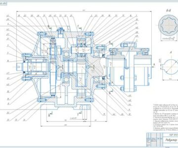 Чертеж Проектирование привода силового с планетарным двухступенчатым редуктором.