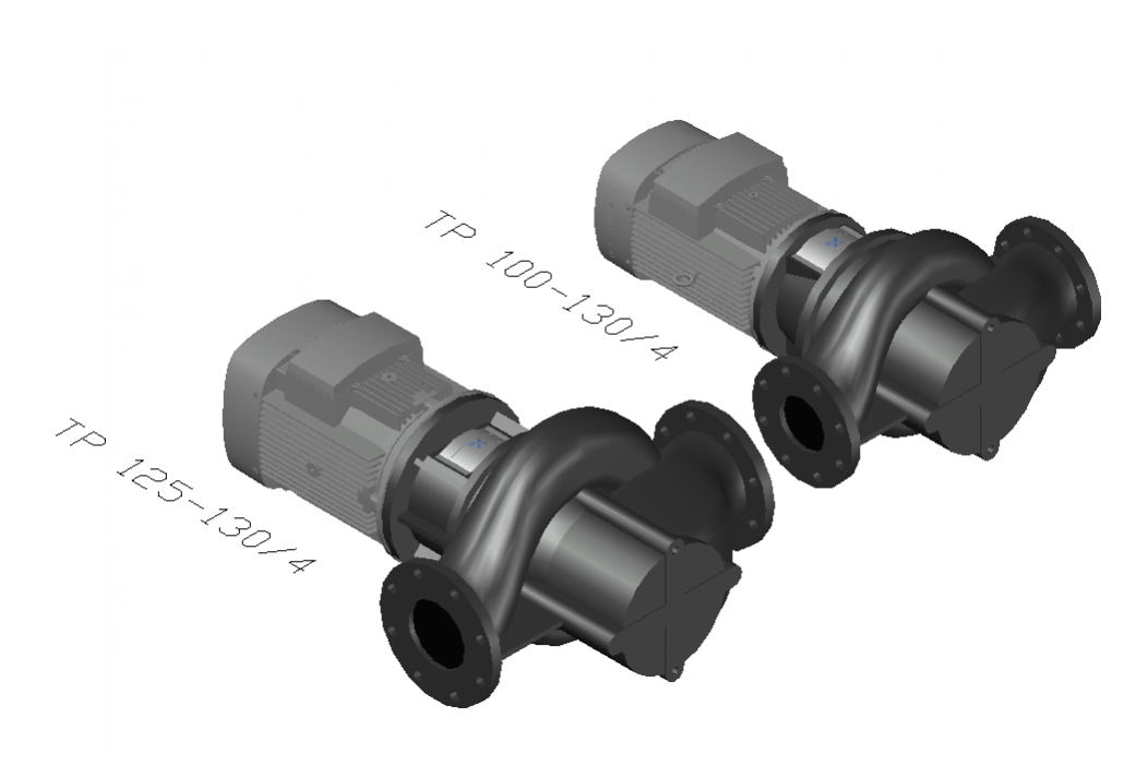 3D модель Насосы циркуляционные Grundfos TP 100-130/4, TP 125-130/4