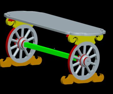 3D модель Стол декоративный на деревянных колесах от телеги