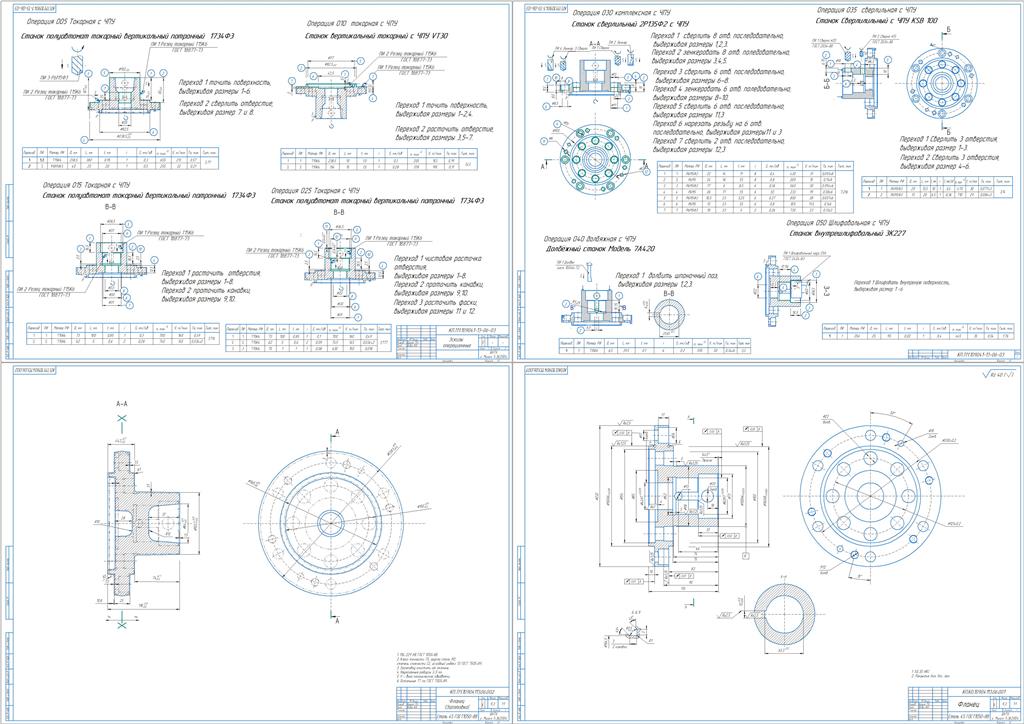 Чертеж Технологический процесс механической обработки детали «Фланец»