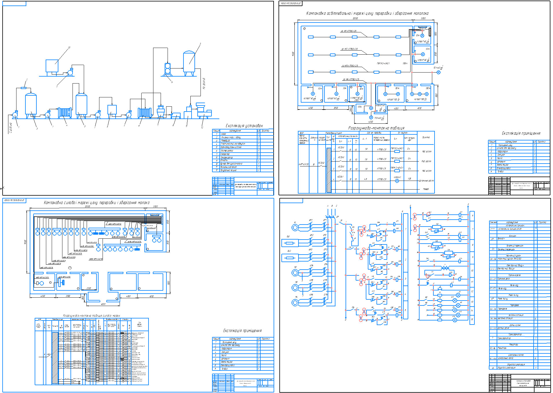 Чертеж Електромеханизация цеха по производству пастеризованного молока с выбором электрооборудования пастеризатора-охладителя ТТУ-1000