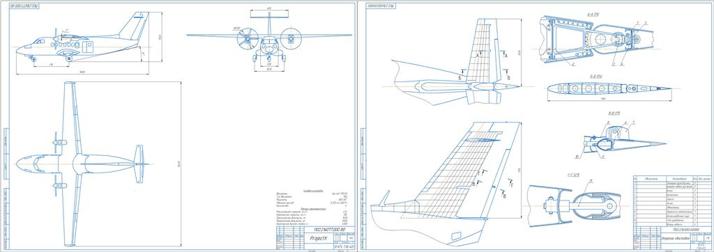 Чертеж Проектирование и расчет на прочность хвостового оперения
