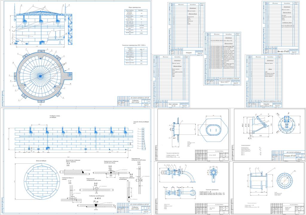 Чертеж «Проект резервуара РВСП-25000 м3 для хранения АИ-80, г. Красноярск»