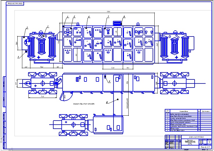 Чертеж Комплектная двух трансформаторная подстанция. Вид общий