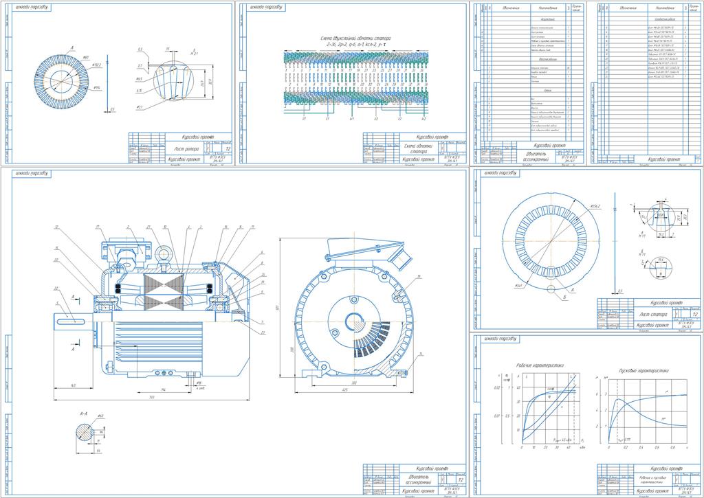 Чертеж Проектирование асинхронного двигателя