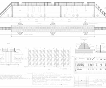 Чертеж Компановочные решения по верхнему строению ж/д эстакады на 6 вагоноцистерн.