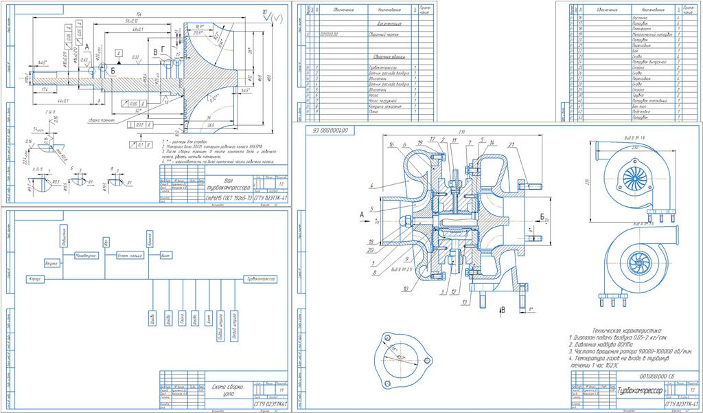 Чертеж Турбокомпрессор