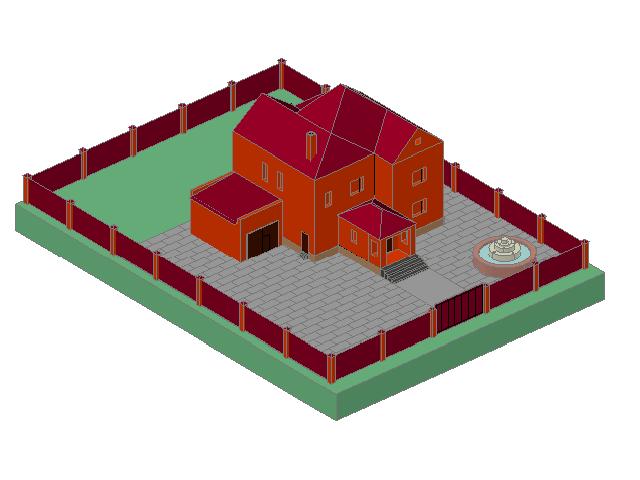3D модель 3д модель 2-х этажного коттеджа