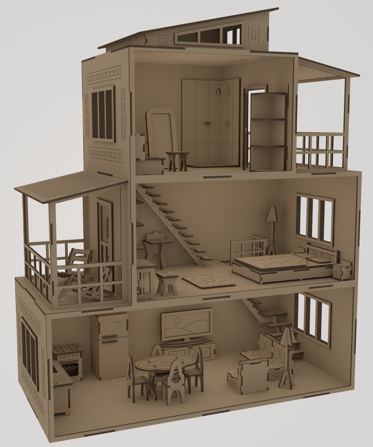 3D модель Мебель для дома из фанеры Moderna. Раскрой