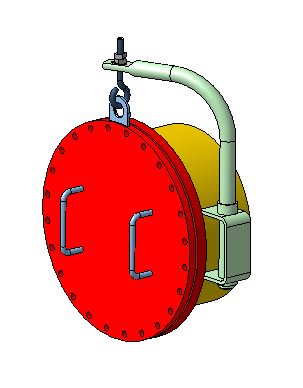 3D модель Люк для резервуара (РВС) с поворотным устройством по OCT 26-2013-83 на Ду500 Ру0,25МПа