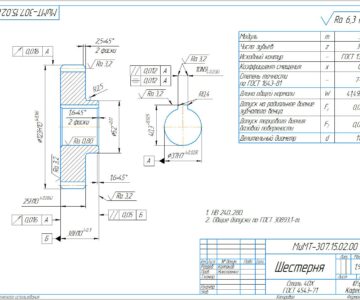 Чертеж Технологический процесс изготовления детали шестерня
