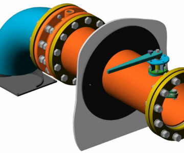 3D модель Приемо-раздаточное устройство Dn 250 с ручным приводом.