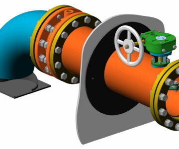 3D модель Приемо-раздаточное устройство Dn 250 с редукторным приводом.