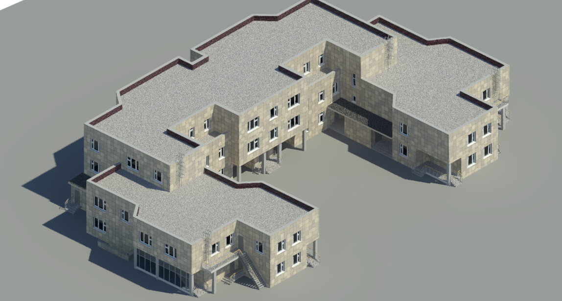 3D модель Проект трех этажного детского дошкольного учреждения в городе Томск.