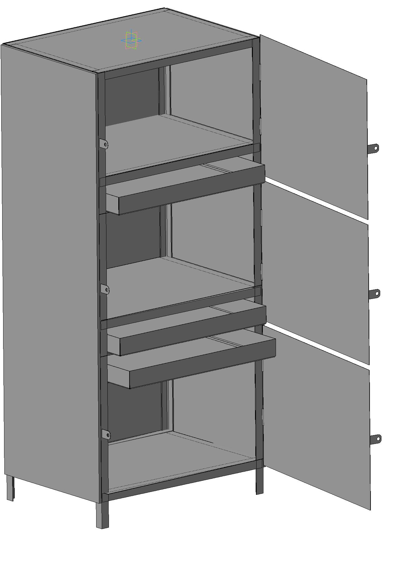 3D модель Шкаф 1450х720х500, инструментальный 3-хсекционный