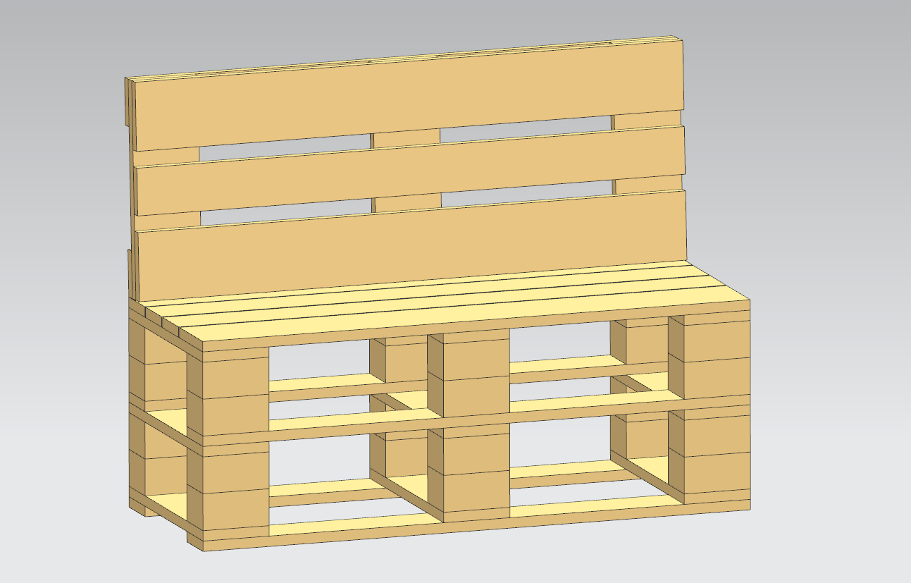 3D модель Скамейка из европоддонов