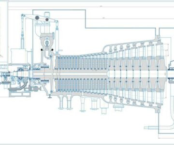 Чертеж Проект одноцилиндровой  конденсационной турбины К-9-35