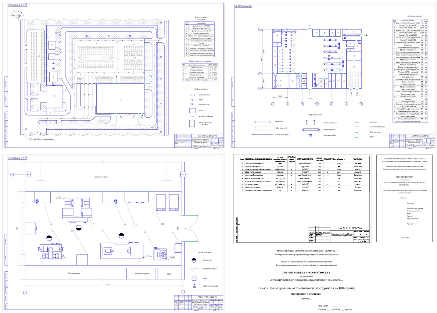 Чертеж Проектирование АТП на 100 подвижного состава с разработкой слесарно-механического участка