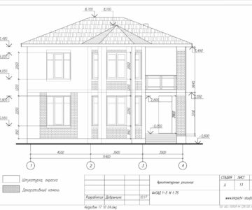 Чертеж Коттедж 170 м2 из газоблока. Рабочий проект