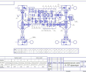 Чертеж Кинематическая схема трактора К-701