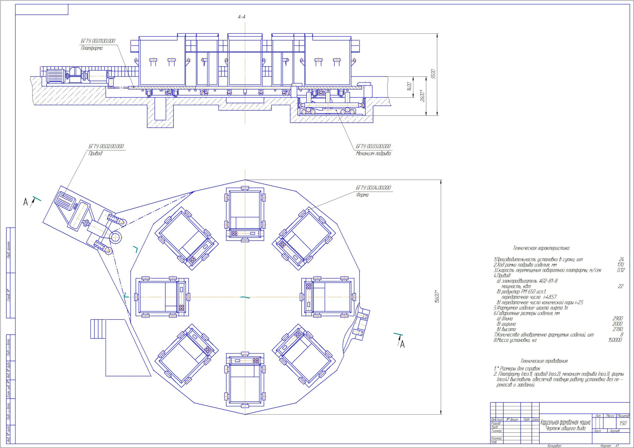 Чертеж Карусельная формовочная машина