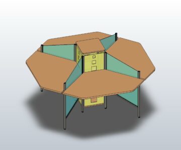 3D модель Стол компьютерный - 4 рабочих места