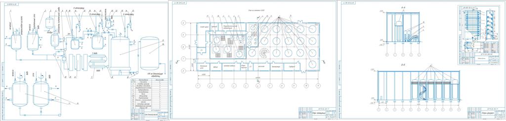 Чертеж Проект отделения приготовления питательных сред и ферментации в производстве триптофана
