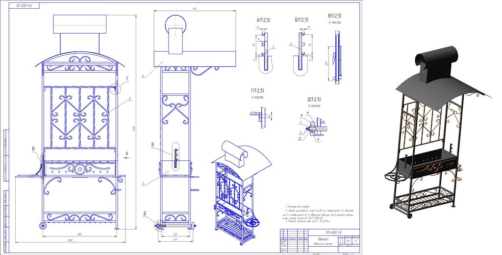 3D модель Мангал кованный МКТ-4а