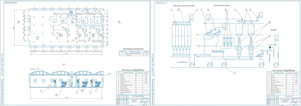 Чертеж Технологическая линия по производству комбикормов производительностью 8 т в сутки