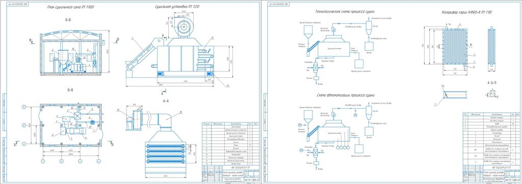 Чертеж Расчет сушильной установки для сушки чайных листьев