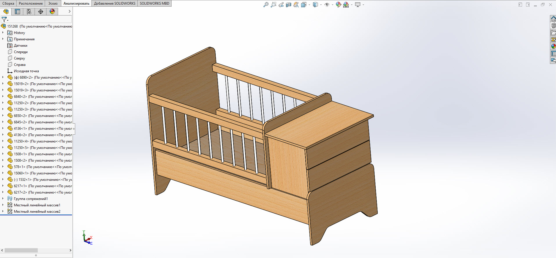 3D модель Кровать 1560х930х840