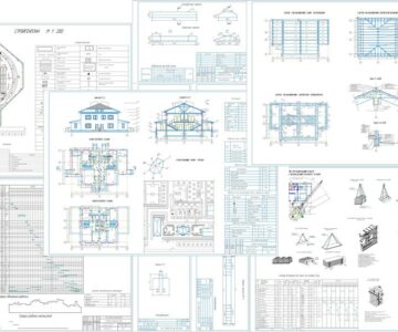 Чертеж Проект 2-х этажного, 2-х квартирного кирпичного жилого дома