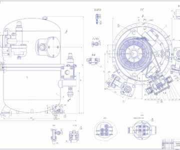 Чертеж Чертеж холодильного компрессора 2ПГ10